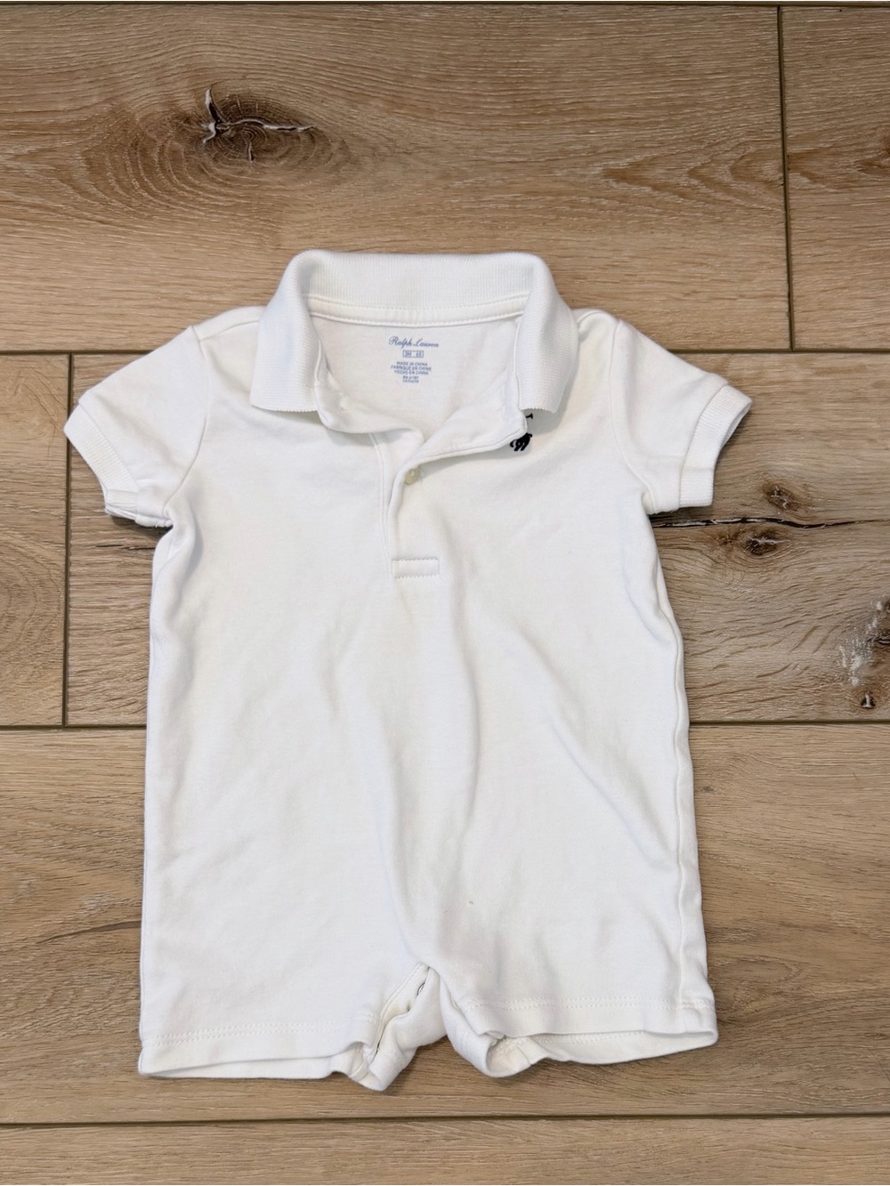 Ralph Lauren Baby 3M White Big Pony Polo Romper Shortall